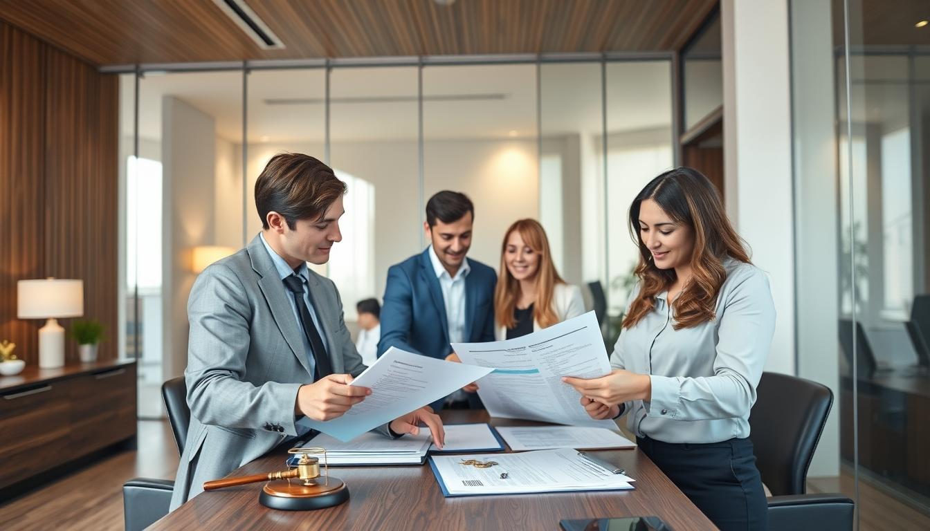 Family reviewing legal documents